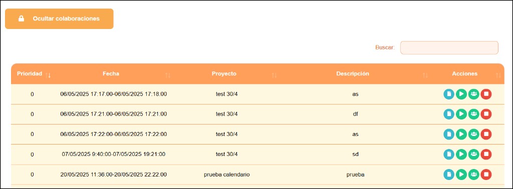 Captura de lista de tareas en Oraculus