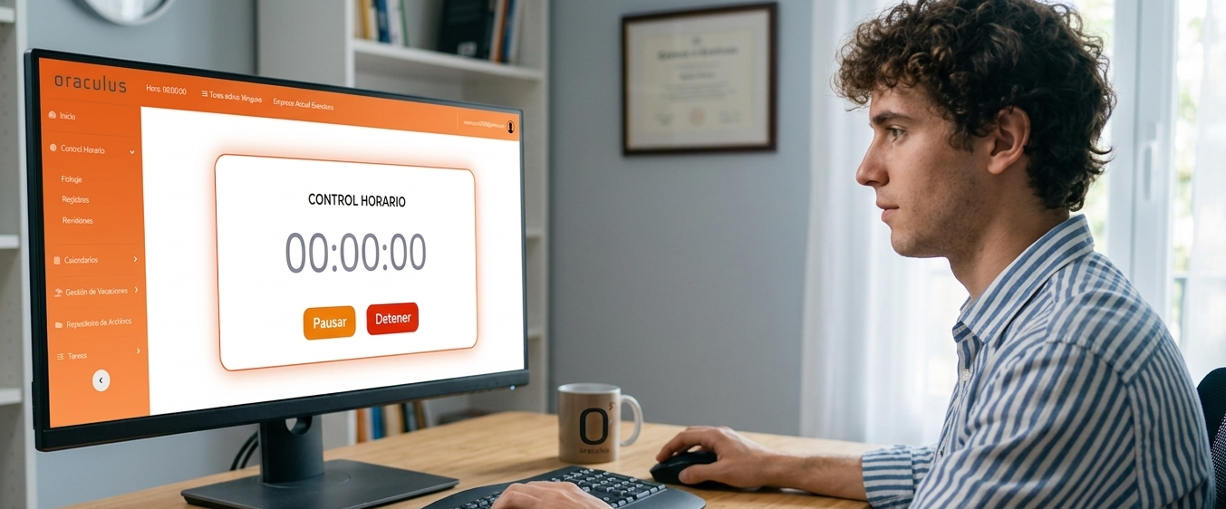 Usuario trabajando con Oraculus en pantalla
